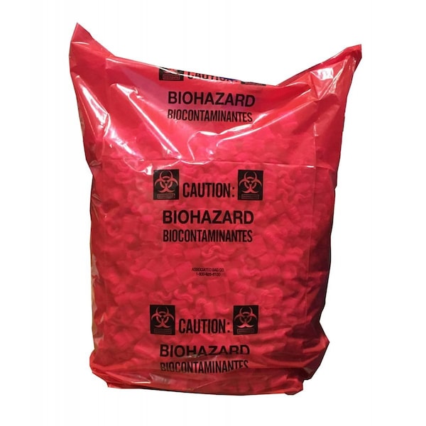 Poly Liner Printed w/ BioHazard Symbol, Red, 16x14x36, 50/pk, 50PK